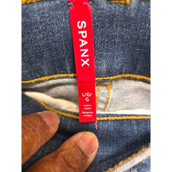 NWT Spanx Women's High-Waisted Wide-Leg Denim Jeans L/G Light Wash - Picture 5 of 9